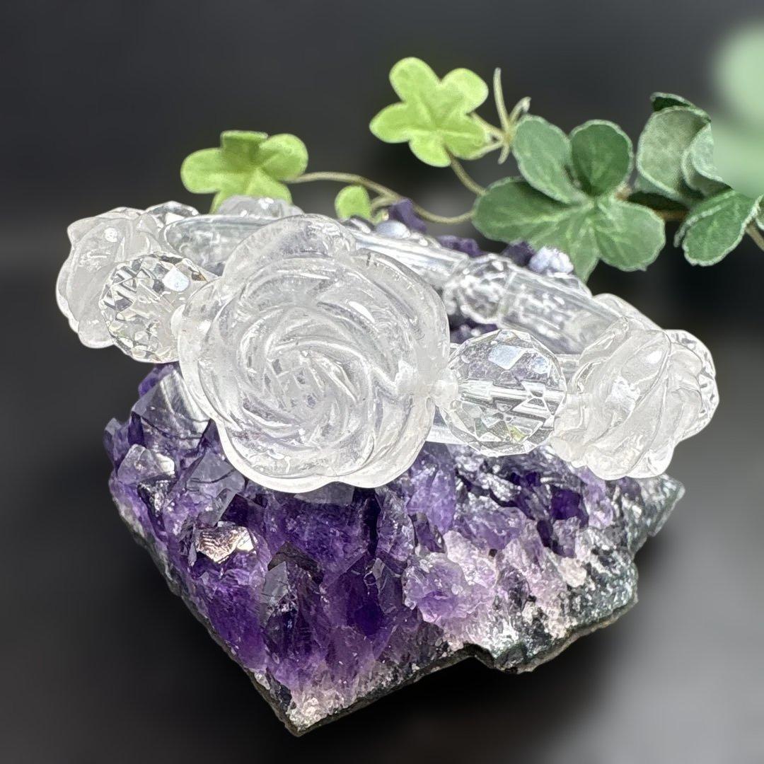 ＊野村早代様お取り置き9/4 水晶　薔薇　ブレスレット