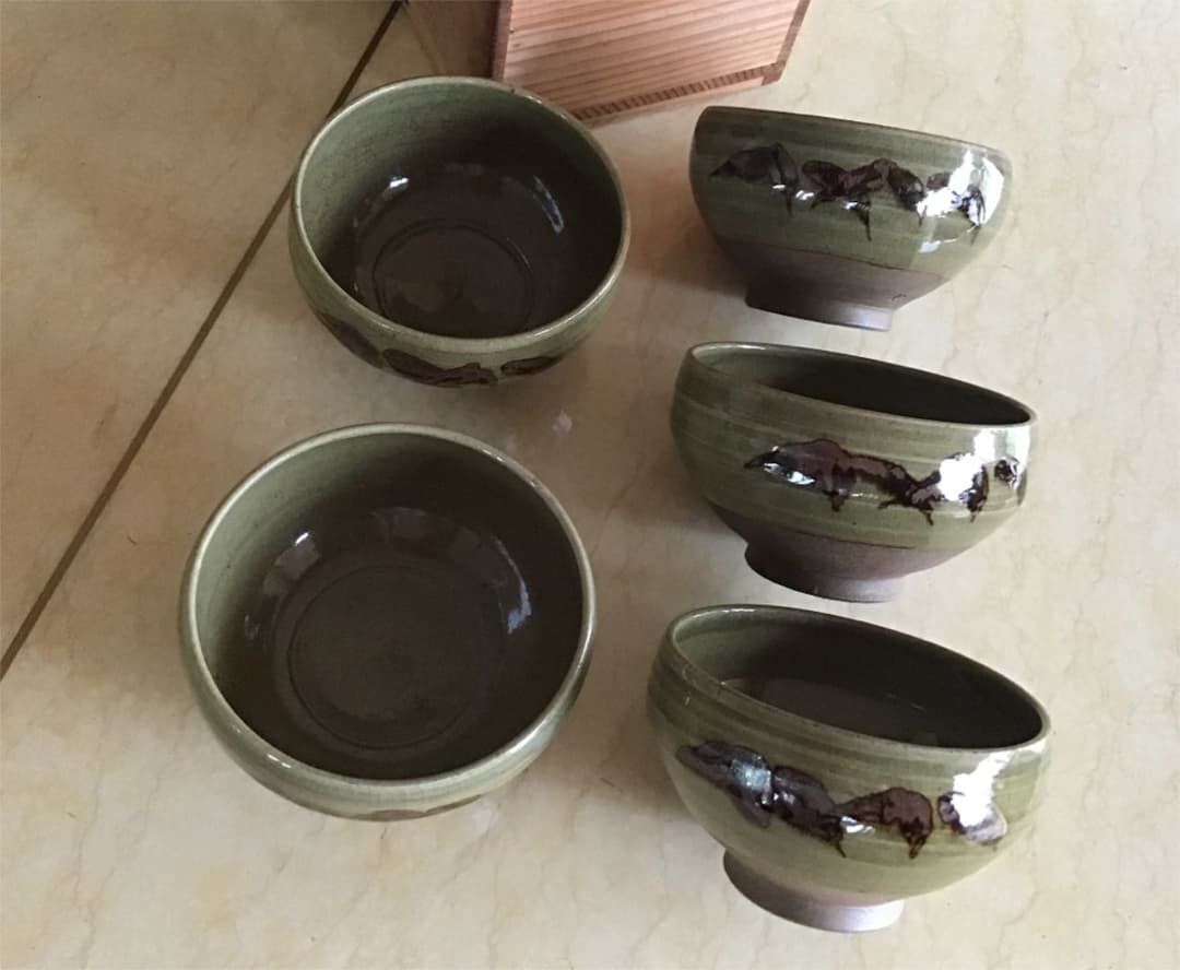 【人間国宝 近藤 悠三 こんどうゆうぞう】竹絵 向附  伍客揃え