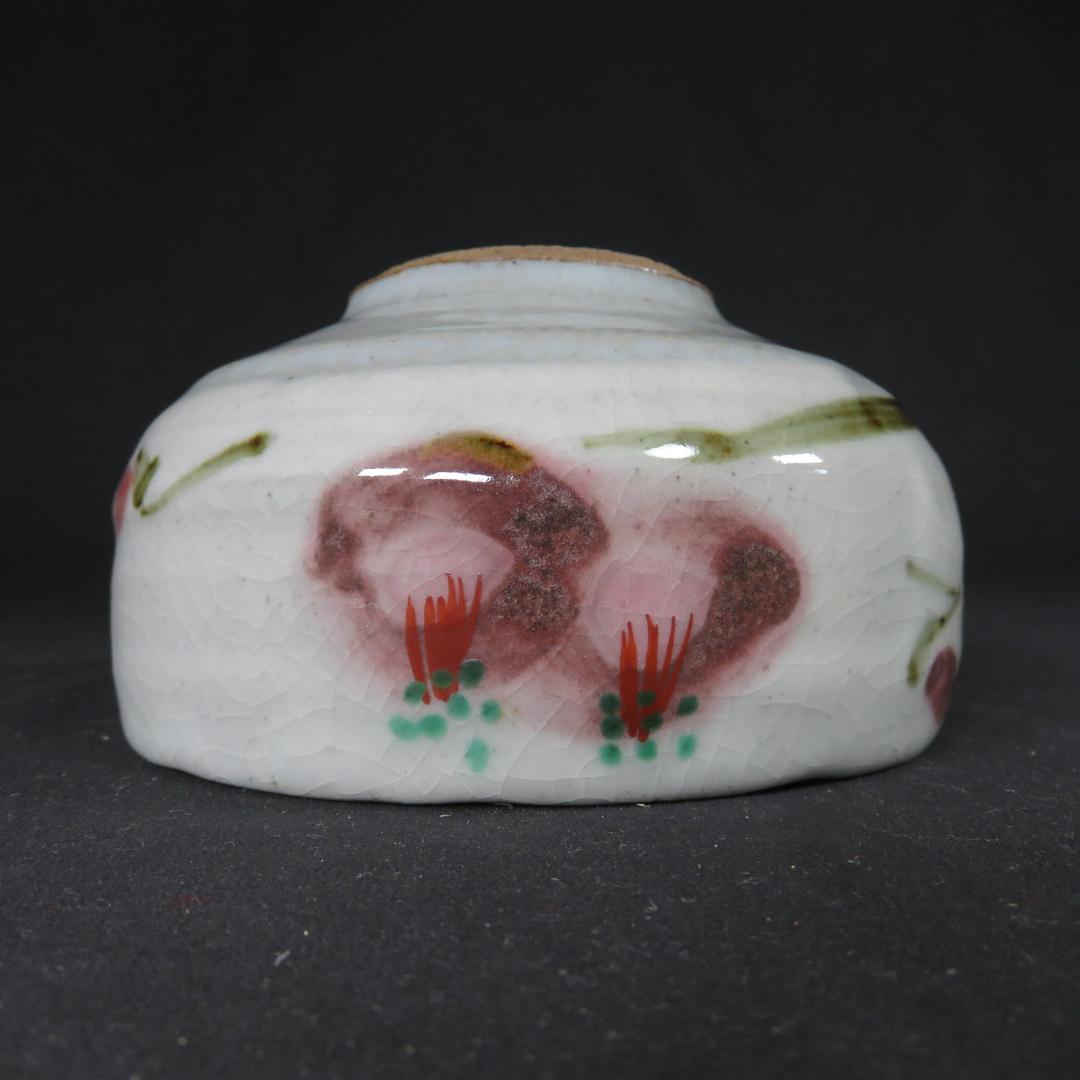 椿紋茶碗 抹茶碗 在銘 清美 木箱 共箱 茶器 茶道具 茶の湯