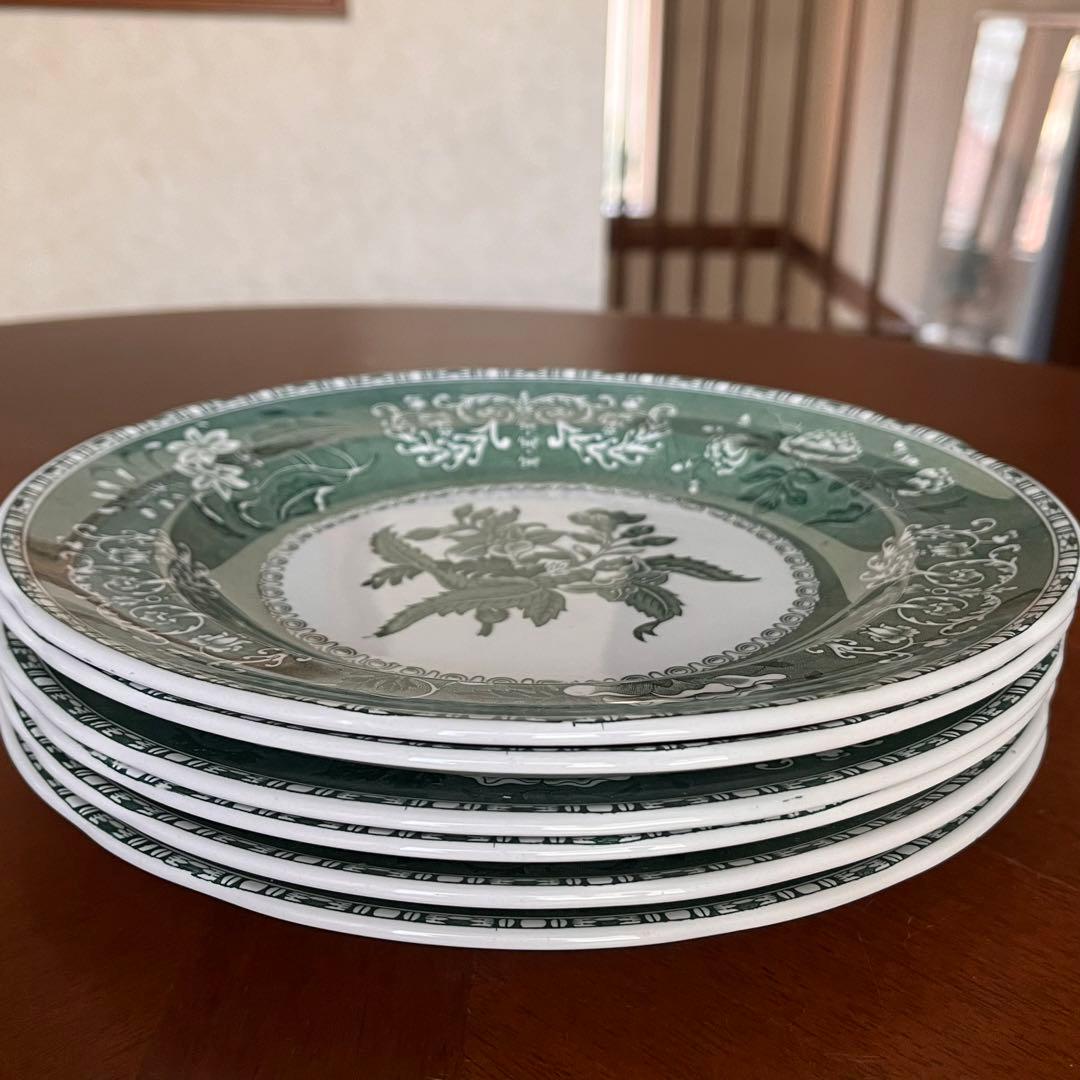 【希少品】スポード ★グリーンカミラ★プレート　6枚