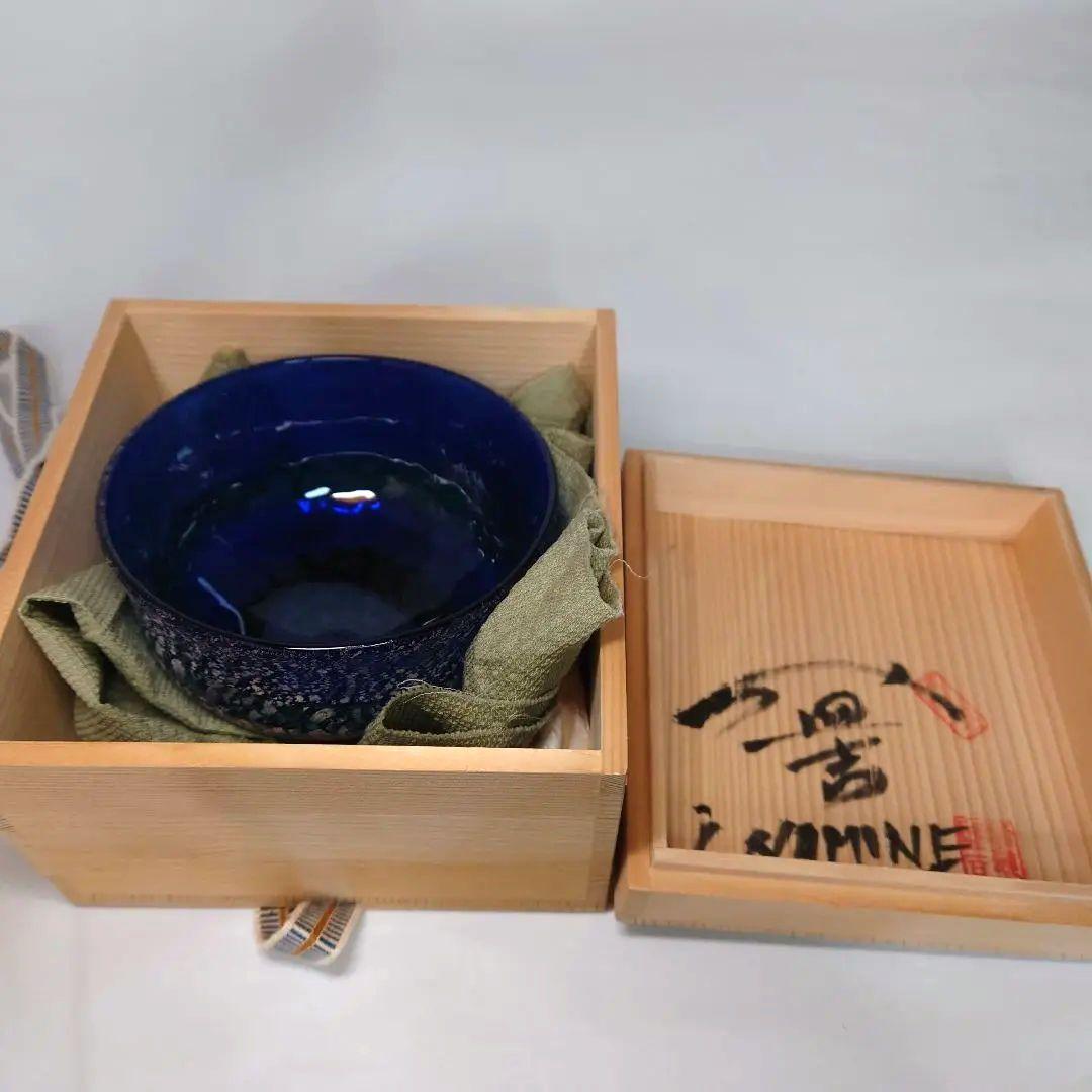 稲嶺盛吉　琉球ガラス　抹茶碗　共箱