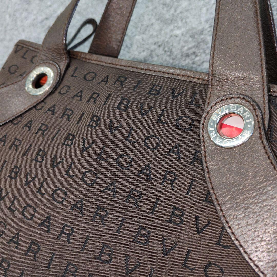 BVLGARI　ロゴマニア　ブラウン　キャンパス☓レザー