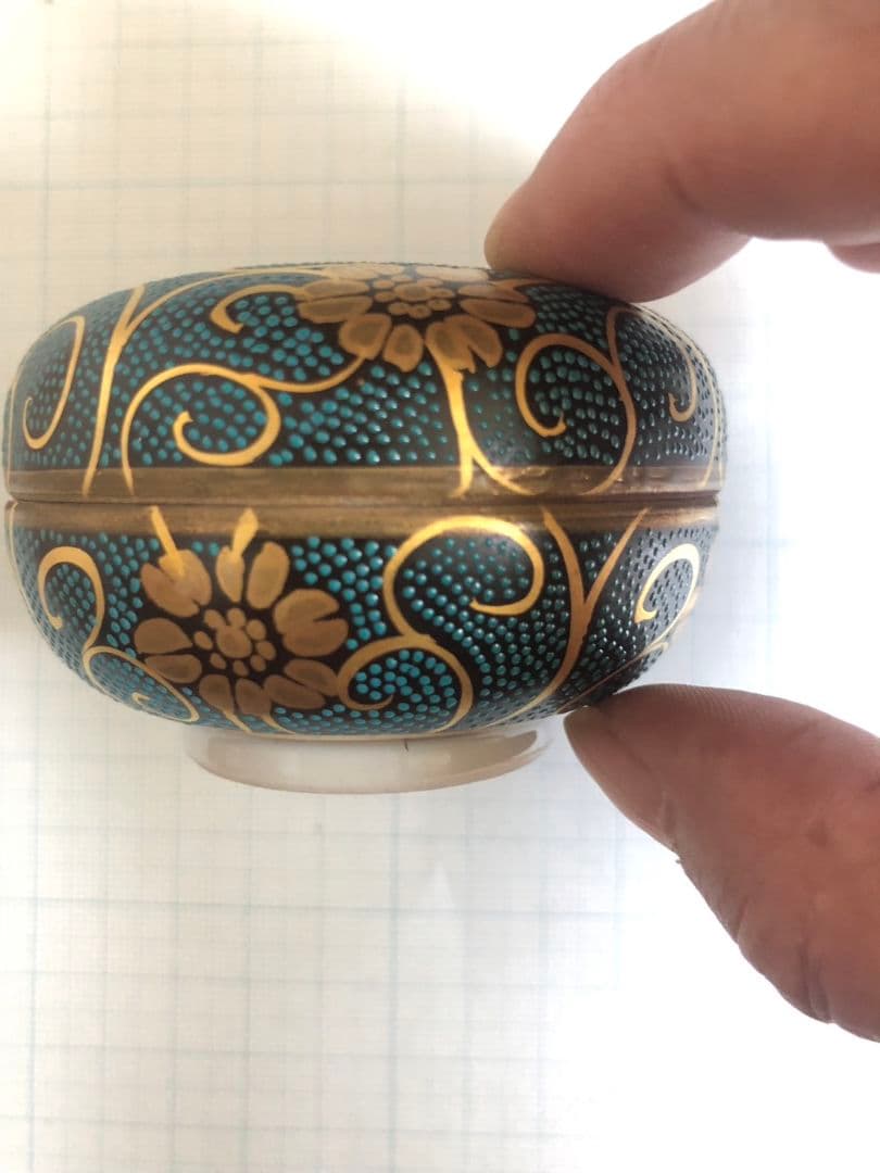 香炉　香合　風鎮　金彩　鉄仙　青粒　手描き　良山作　昭和当時物　陶磁器