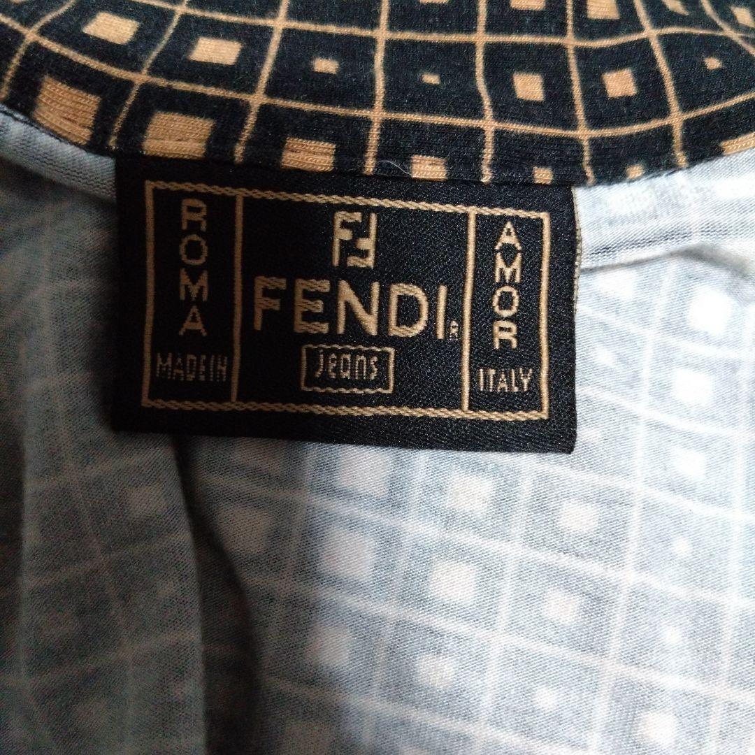 フェンディ Fendi リボン付き長袖シャツ ズッカ柄 イタリア製 ストレッチ