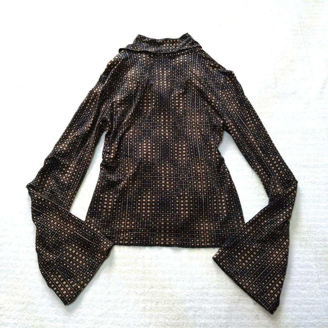 フェンディ Fendi リボン付き長袖シャツ ズッカ柄 イタリア製 ストレッチ