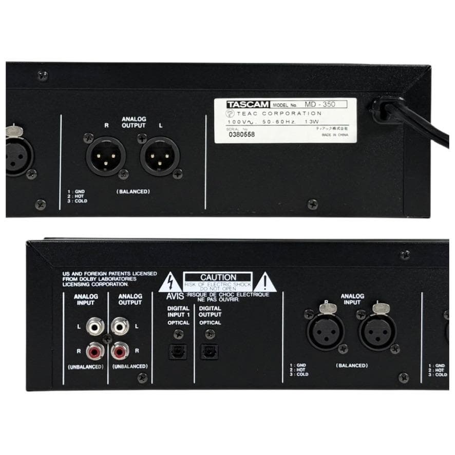 ◆優良動作品・録音動作確認済◆TASCAM MDレコーダー 業務用 MD-350
