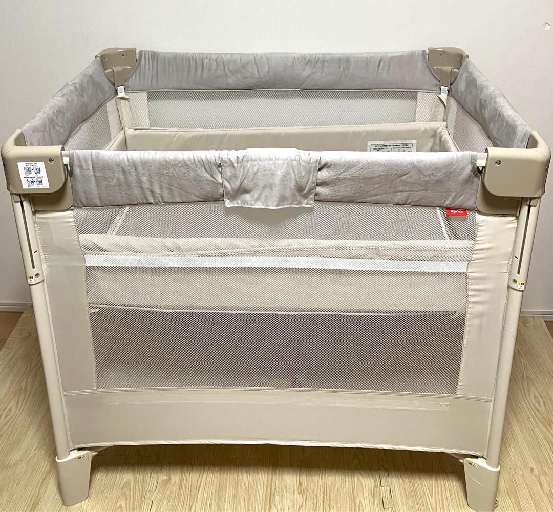 美品 送料無料 たためるベビーベッド ココネルエアープラス AB