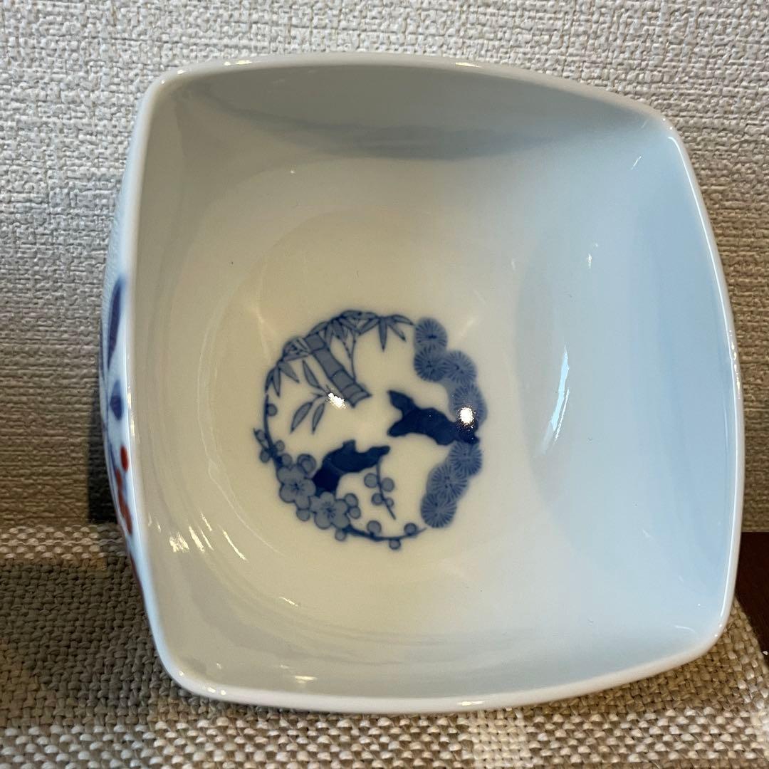 【美品】深川製磁 小鉢 4客セット 四季の花 菱形 有田焼