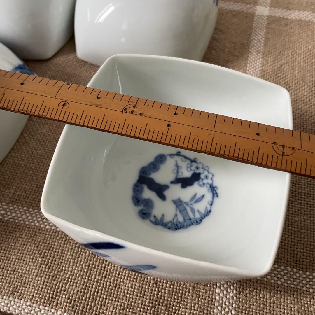 【美品】深川製磁 小鉢 4客セット 四季の花 菱形 有田焼