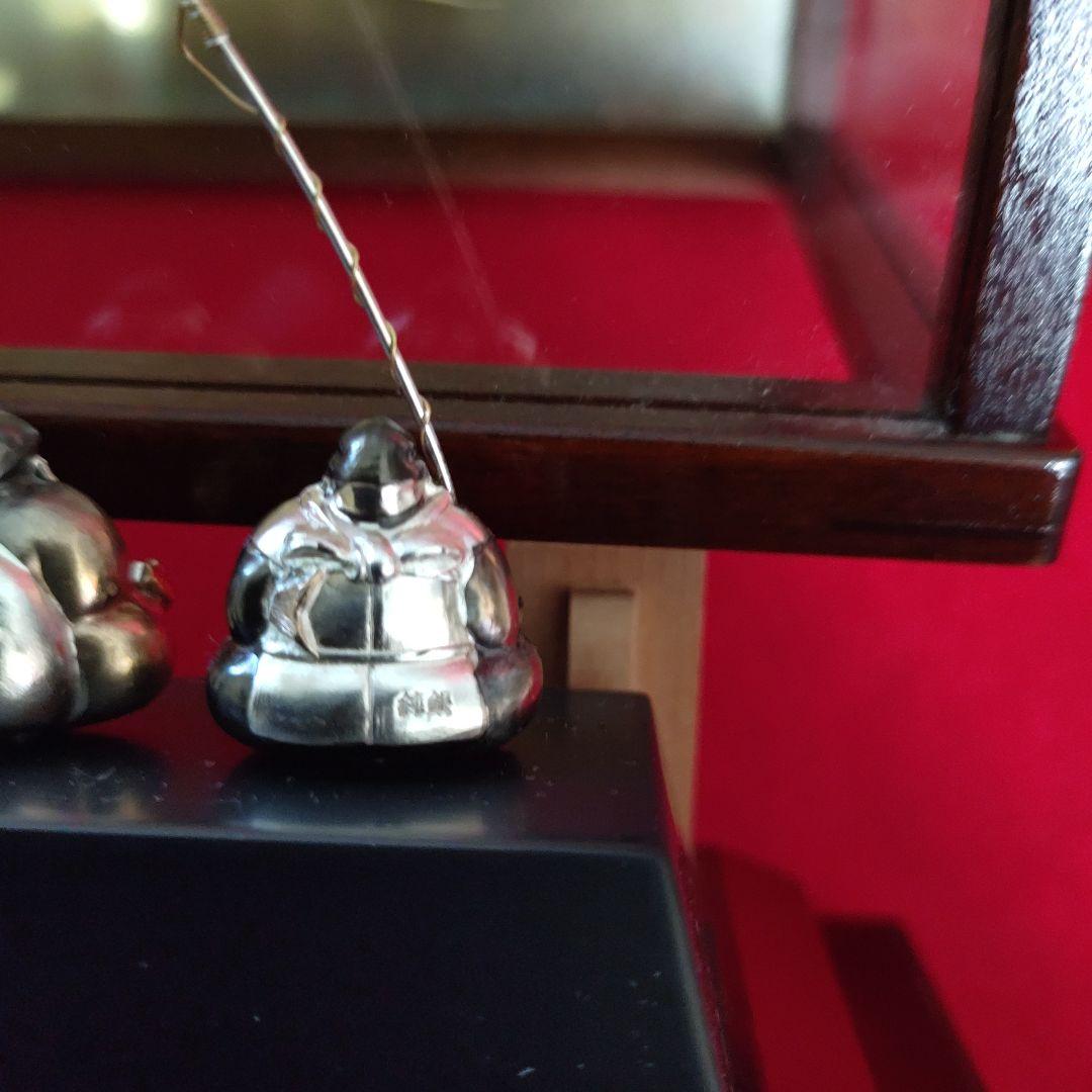 銀製、置物、工芸品、武比古作、縁起物七福神