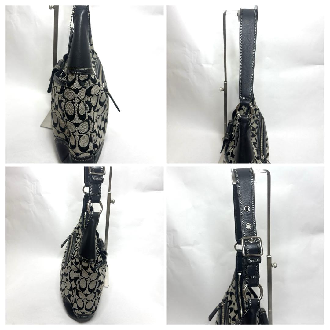【美品】COACH シグネチャー ターンロック ホーボー ワンショルダーバッグ