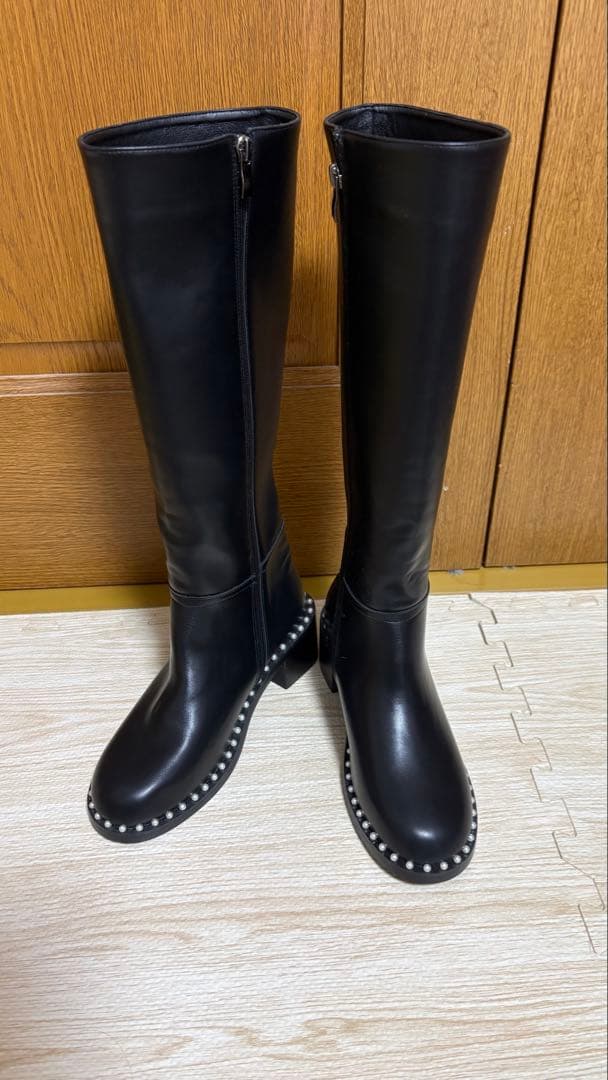 ⭐️新品未使用⭐️アキロン×Donobanコラボ　パールロングブーツ　M23.5 黒