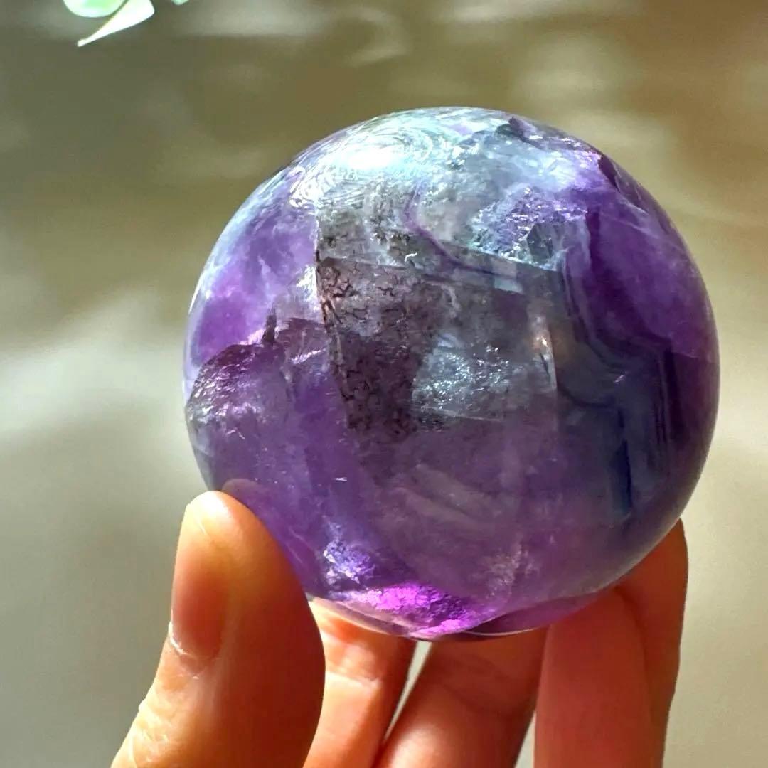 フローライト　スフィア　レインボーフローライト　5.5㎝　パープルフローライト