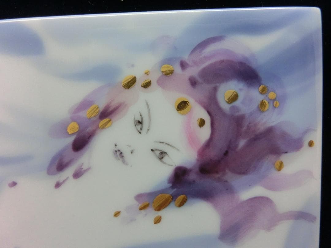 【マイセン】陶板画・金彩色絵人物文