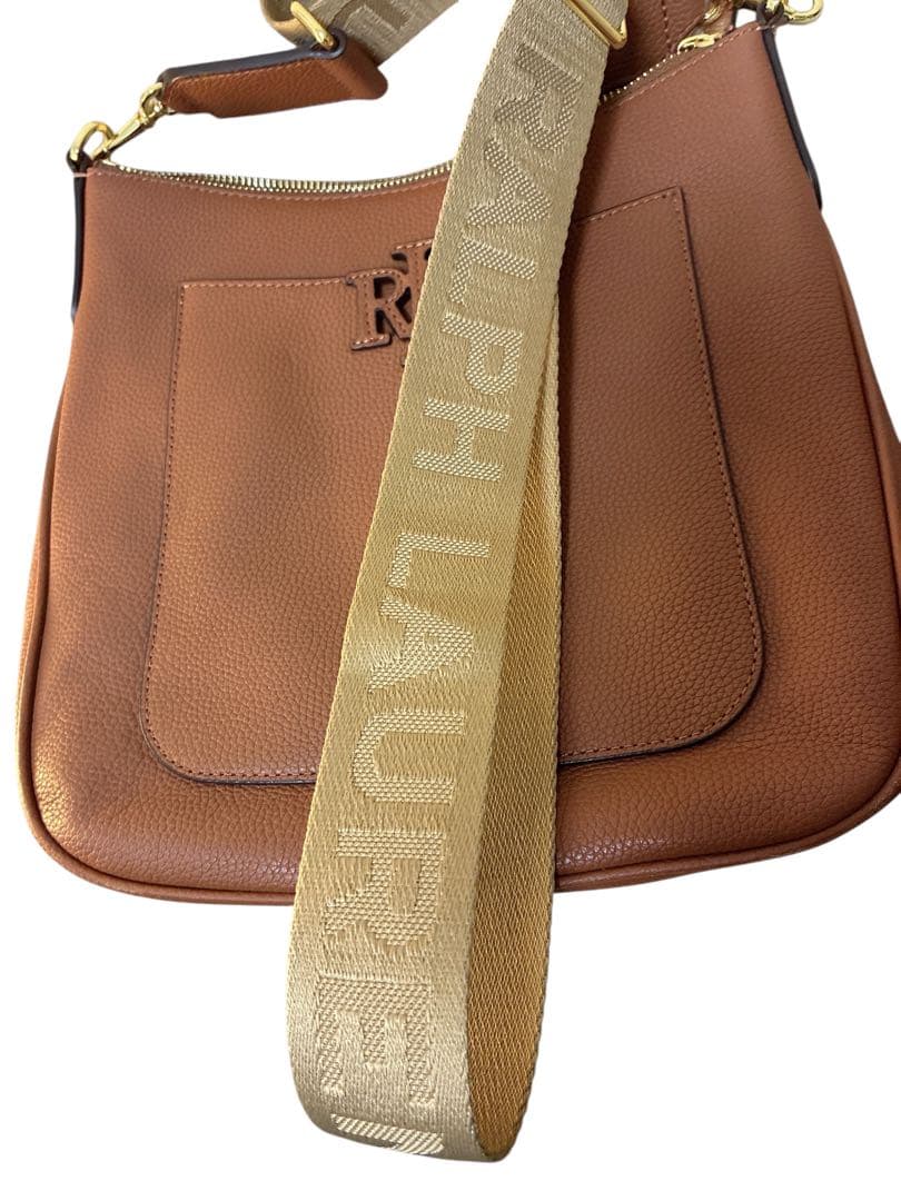 美品LAUREN RALPH LAUREN ショルダーバッグ ロゴストラップ本革