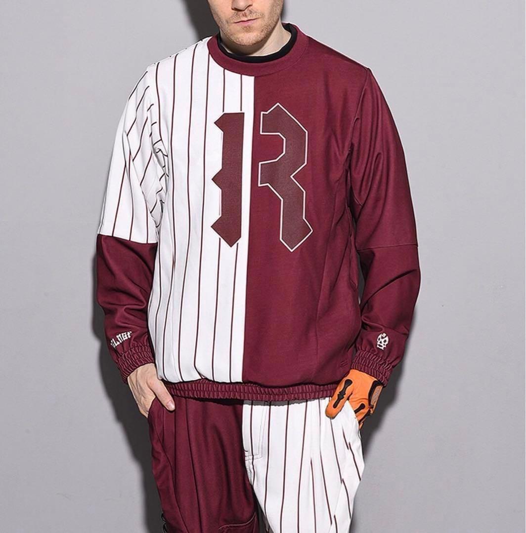 ラッセルノ ゴルフ バイカラー クルーネック プルオーバーブルゾン ボルドー 4