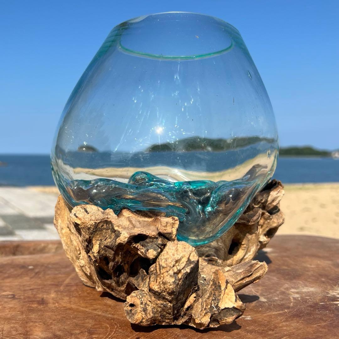 流木ガラス オブジェ中R 花瓶 金魚鉢 ガーデニング テラリウム 観賞魚 容器
