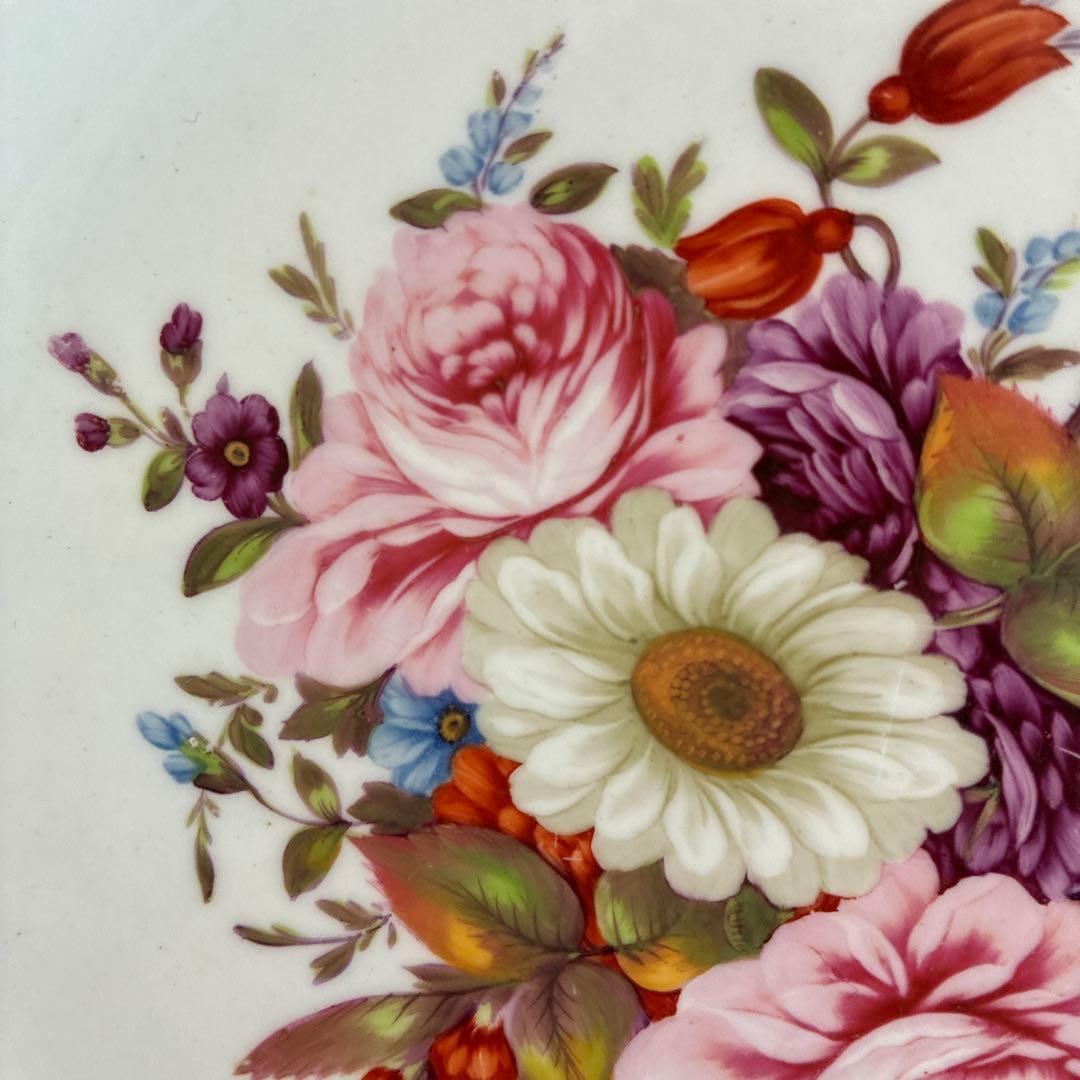 稀少　英国アンティーク　チャールズボーン　19世紀初頭薔薇のブーケのプレート