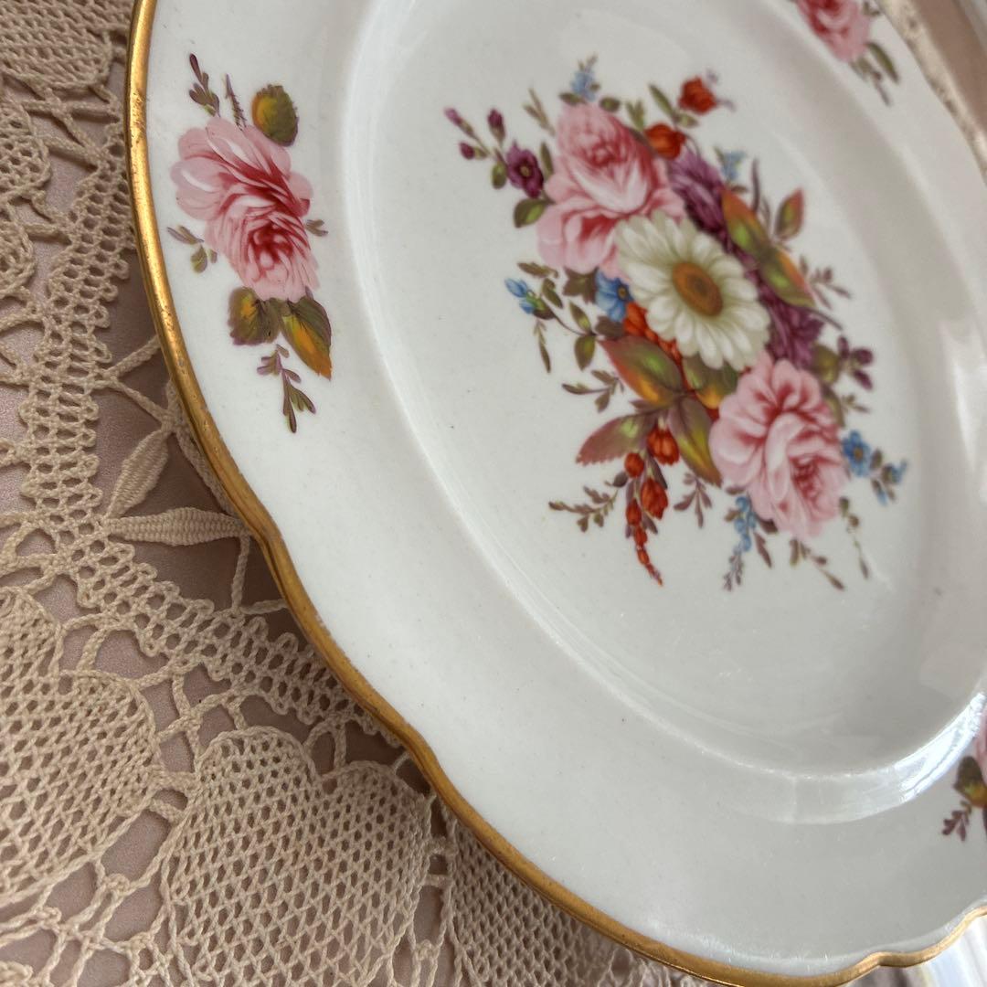 稀少　英国アンティーク　チャールズボーン　19世紀初頭薔薇のブーケのプレート
