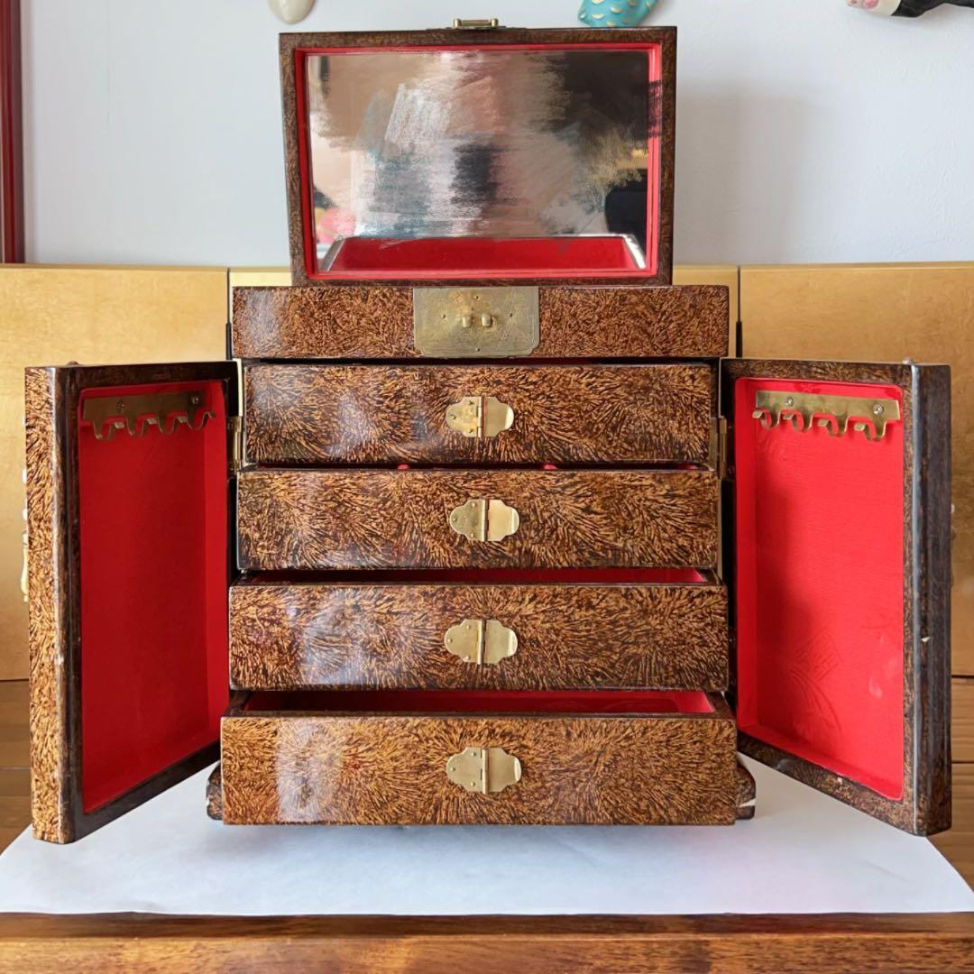 中国風 木製 アクセサリーケース