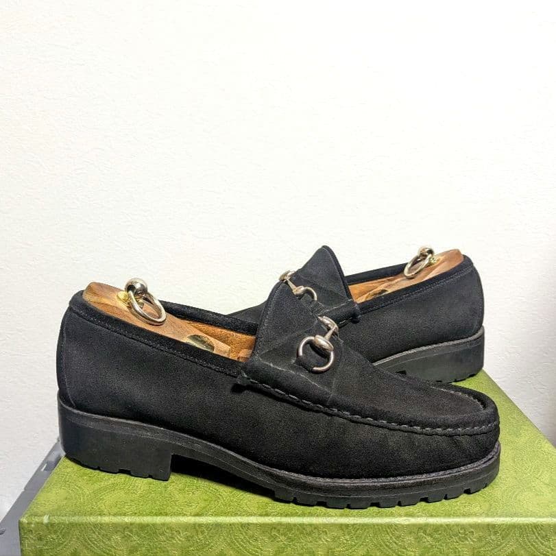 マカン　GUCCI　ホースビットローファー　スエード　黒　41 1/2