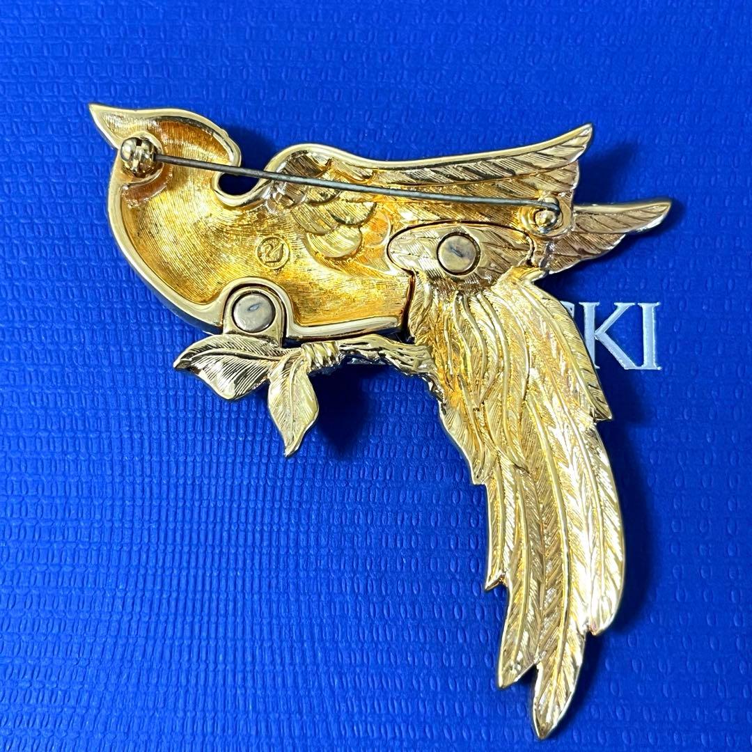 スワロフスキー　ブローチ　オウム　鳥　パヴェ　ゴールド　正規品　美品　箱付