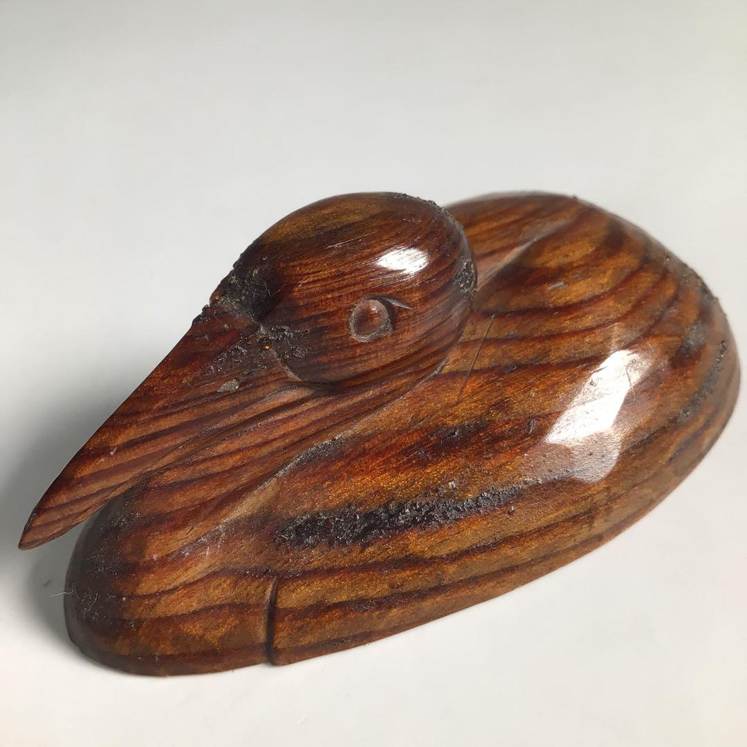 Ｎ４３３　香合　『浪華　高橋黄石作』『松材』『鶴香合』　共箱　茶道具　木工芸