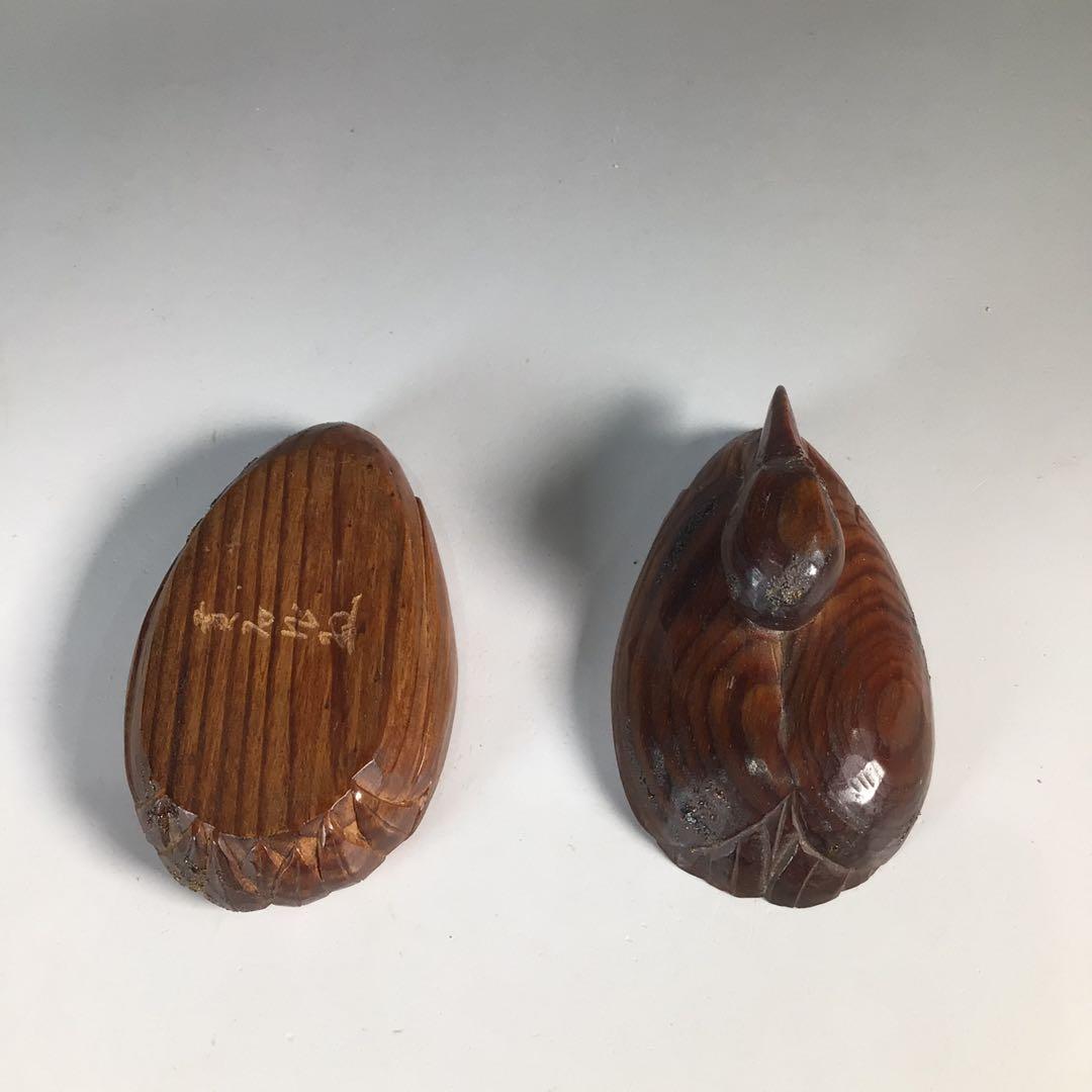 Ｎ４３３　香合　『浪華　高橋黄石作』『松材』『鶴香合』　共箱　茶道具　木工芸