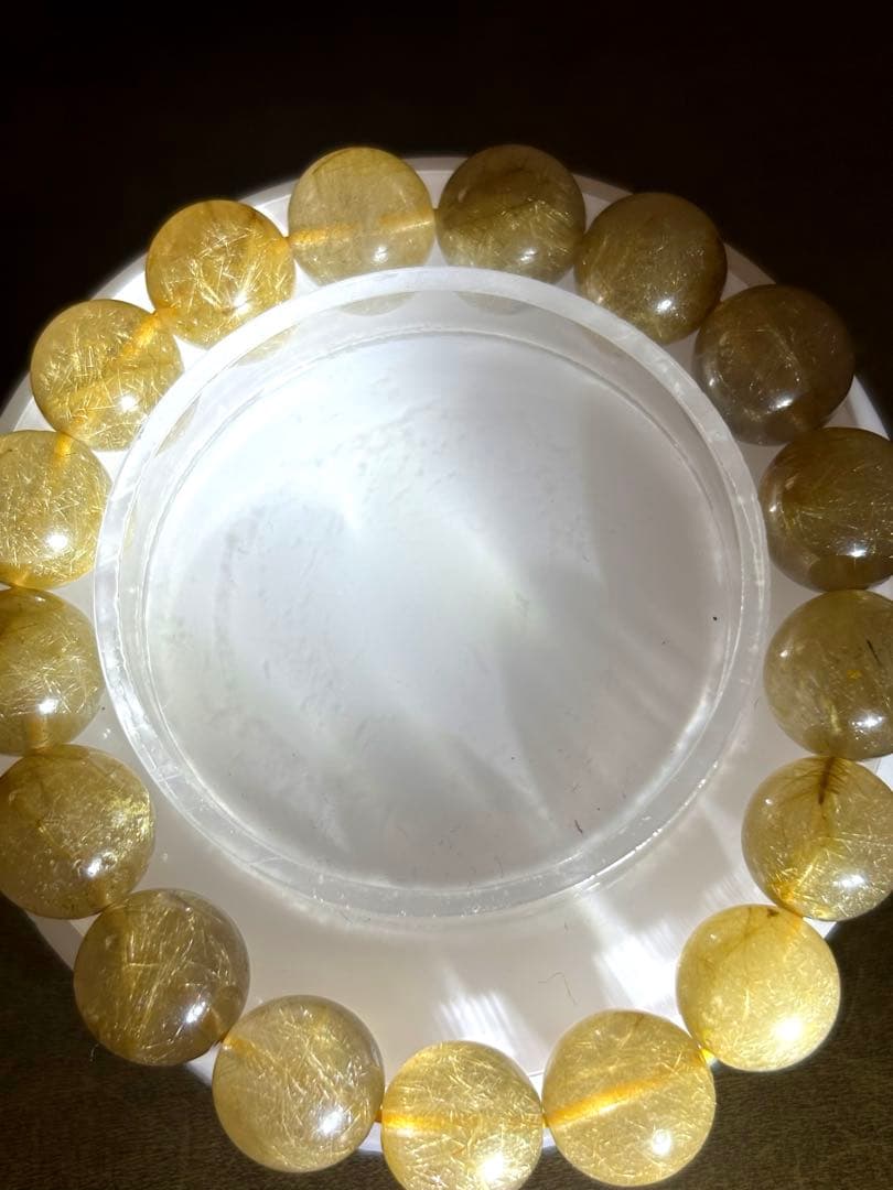 【新入荷】ゴールドルチルクォーツブレス11.8〜12.8㎜（新品未使用）ミチミチ