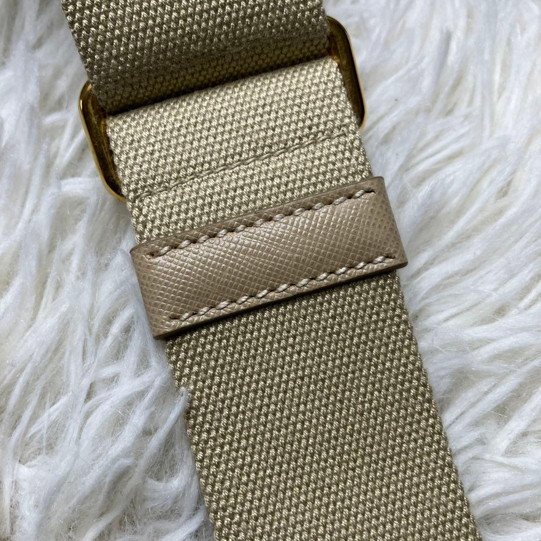 極美品✨プラダ PRADA ショルダーストラップ キャンバス レザー ベージュ