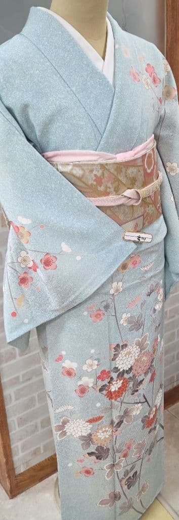 訪問着4点フルセット着物、袋帯、帯締め、帯揚げ トールサイズ対応