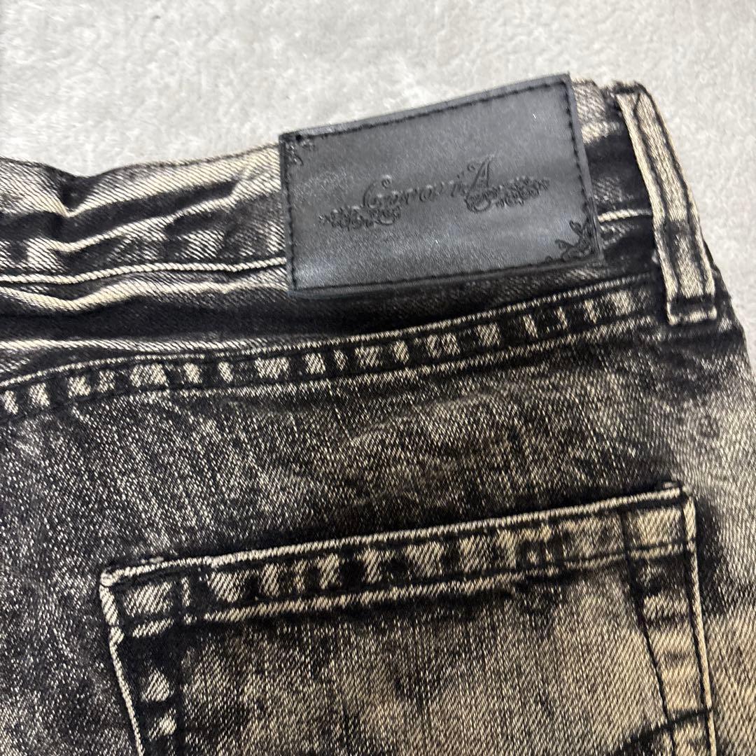 パンツ CavariA Black Bleach Bootcut Denim