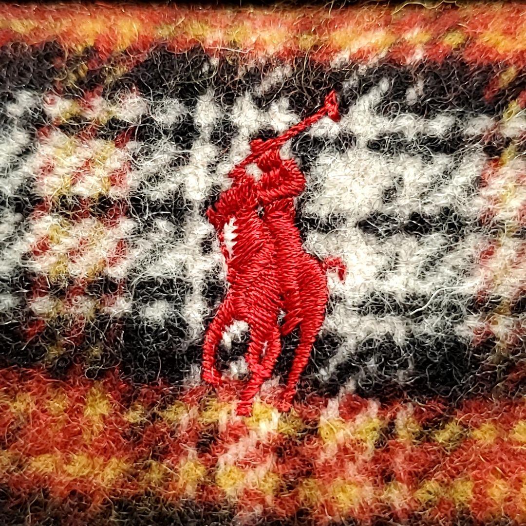 【新品】レア RALPH LAUREN ウールハーフブランケット レッド