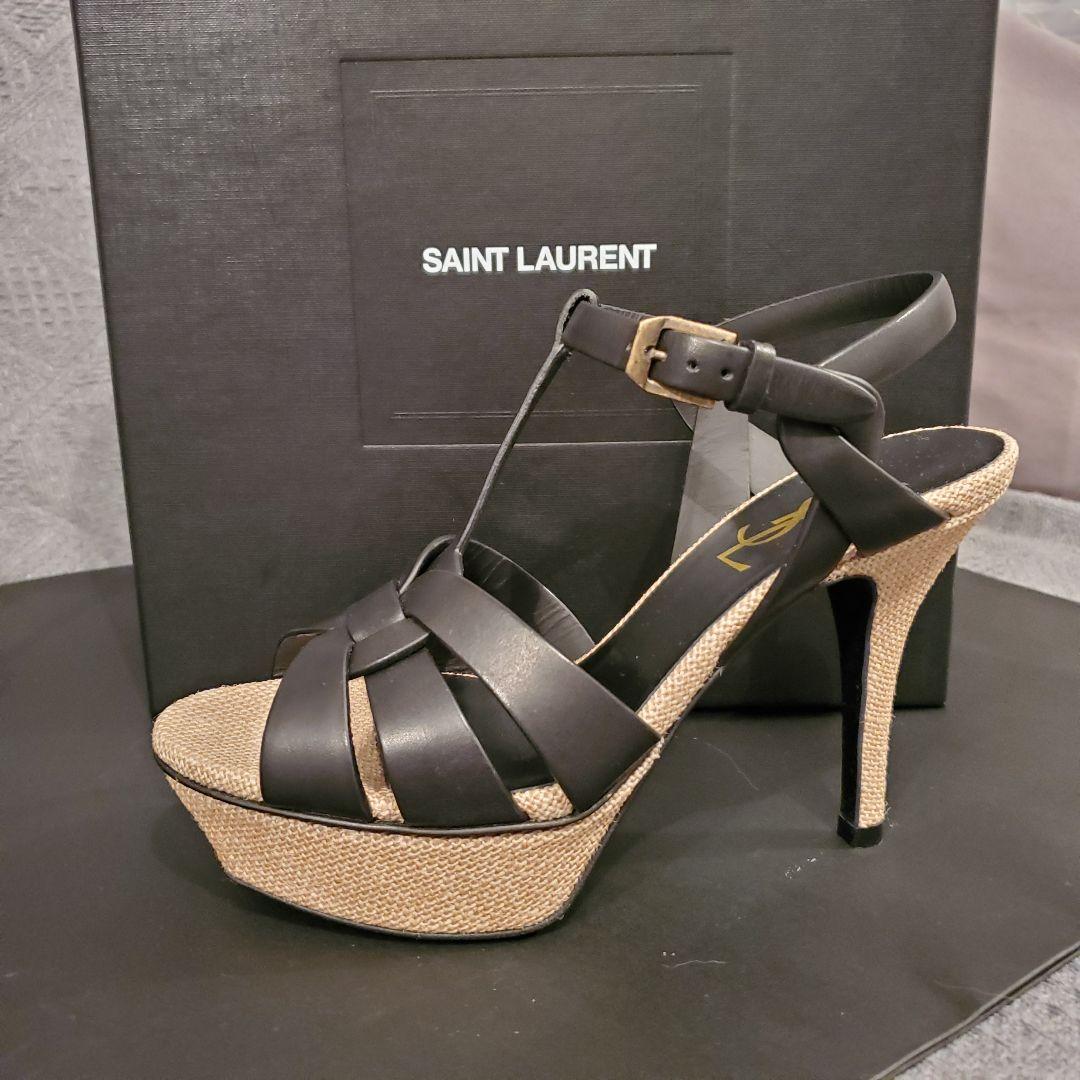 SAINT LAURENT ブラック×ベージュ サンダル