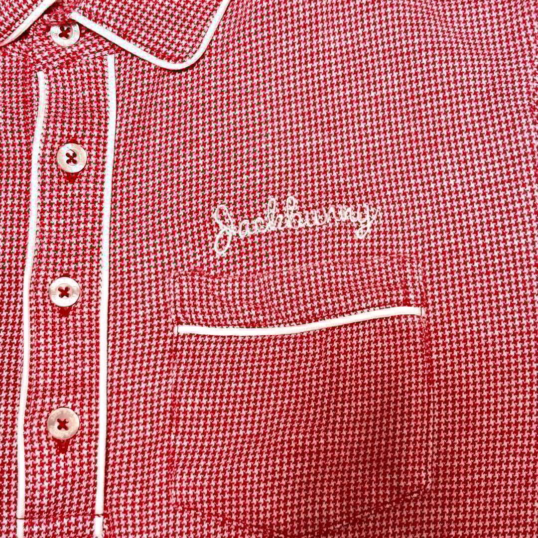 【極美品】ジャックバニー　パーリーゲイツ　半袖ポロシャツ　総柄　レッド　ゴルフ