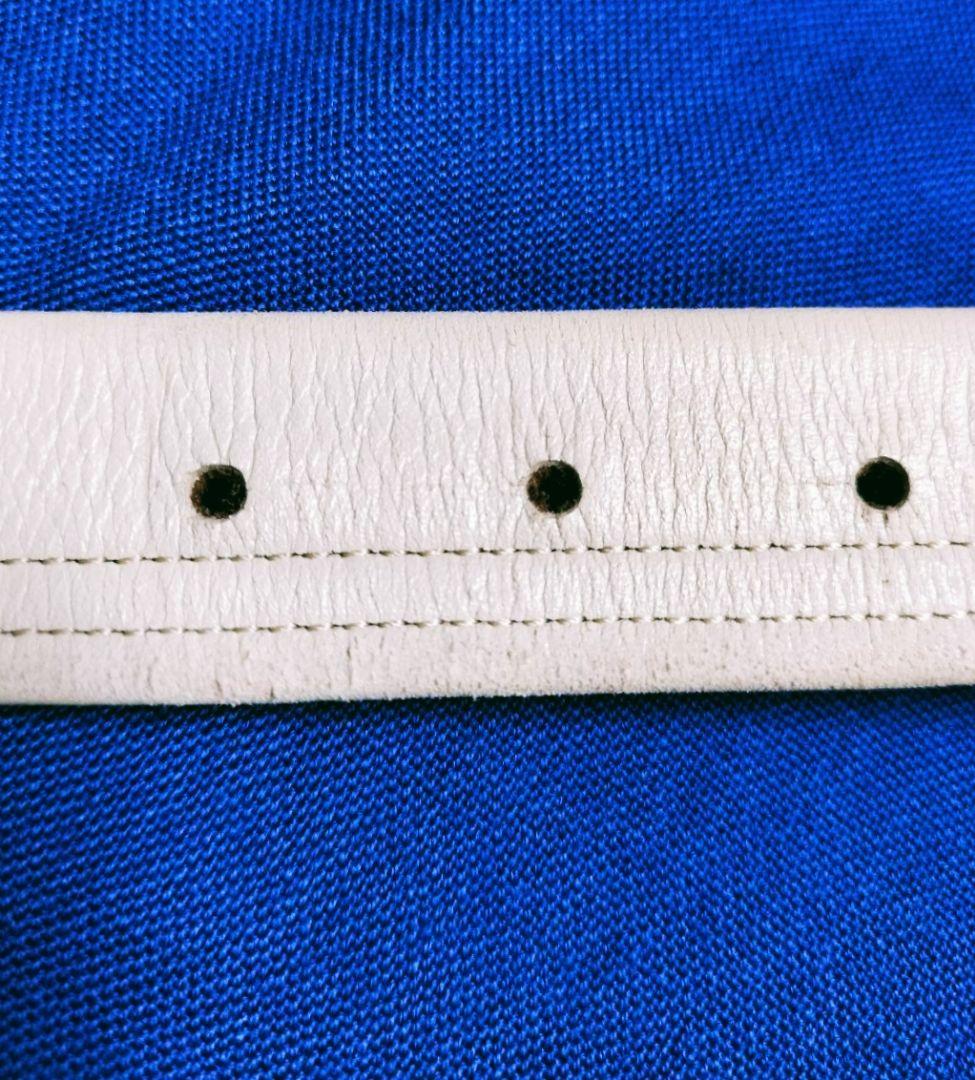 ✨特選品✨《LOEWE》✨ホワイト本革ベルト シルバーバックル 白ステッチベルト