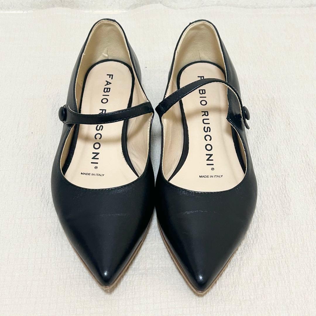 ✨人気商品✨ 【FABIO RUSCONI】 ブラック フラット パンプス 美品
