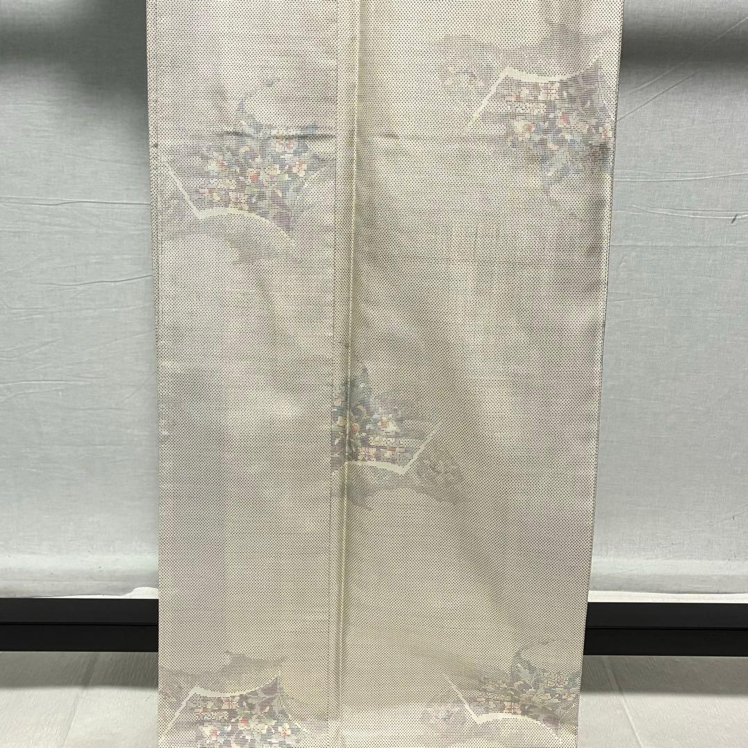 専用 D90 本場白大島紬 花模様 正絹 着物 袷 しつけ糸付き未使用極美品