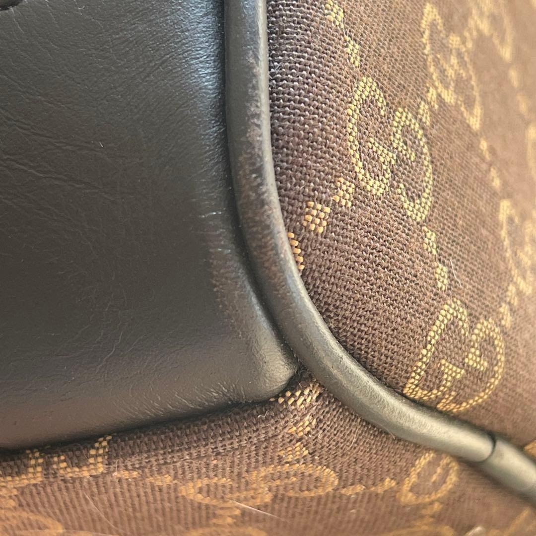 GUCCI ミニボストンバッグ GG キャンバス　ブラウン ハンドバッグ