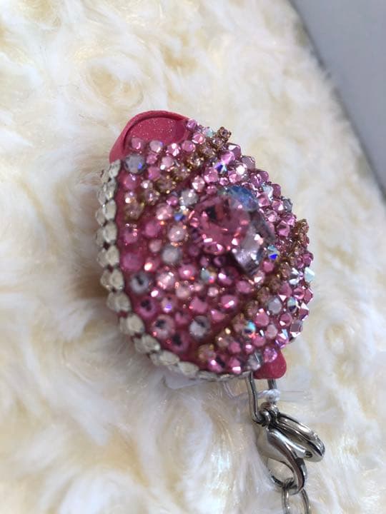 ネックストラップ★プティ★スワロフスキーデコ【ローズ】