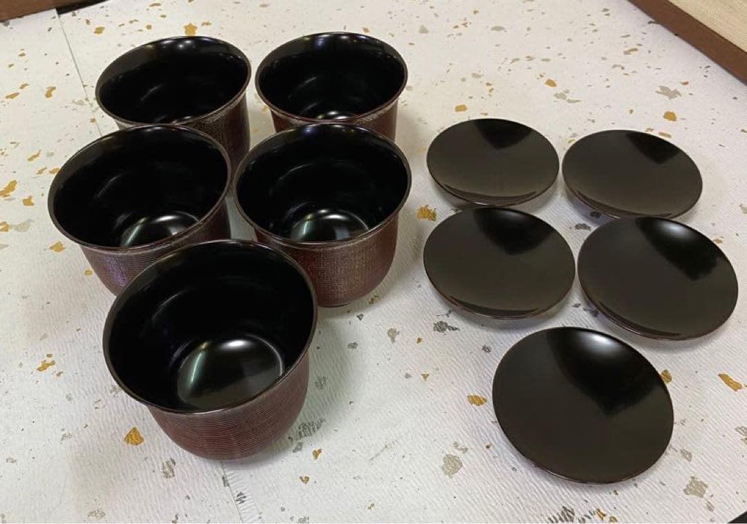 【茶道具】溜塗千筋端反箸洗　七宝（紙箱）　○