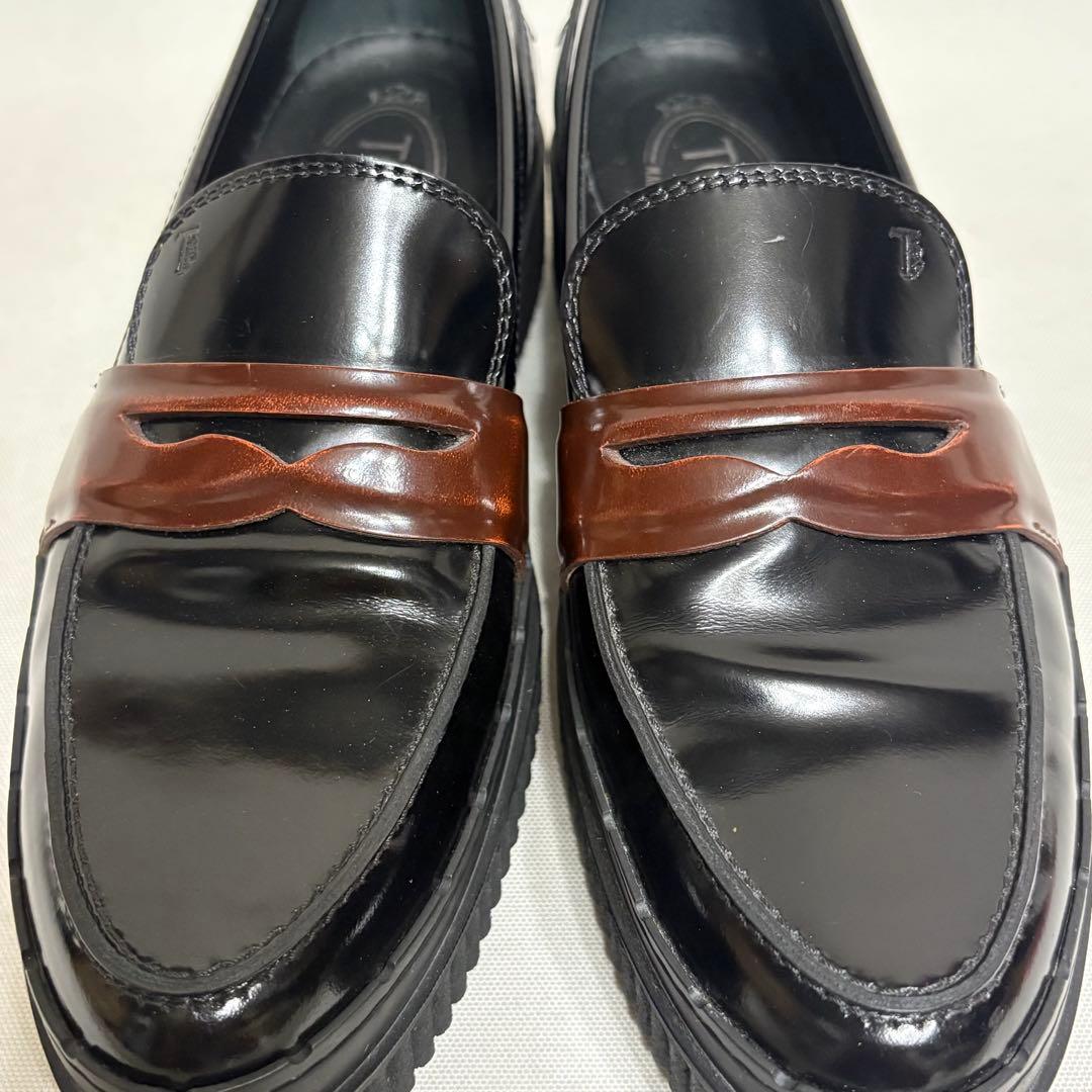 TOD'S トッズ レザー 革靴 厚底ローファー ブラック 36 1/2