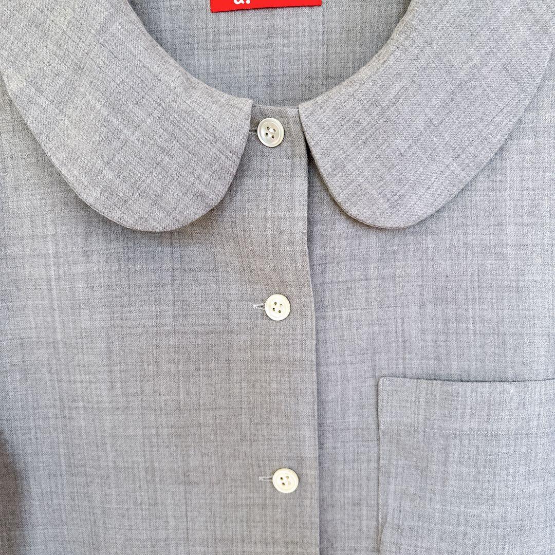 a. エー・ドット 日本製 大橋歩 丸襟 シャツ グレー 長袖 S ウール混