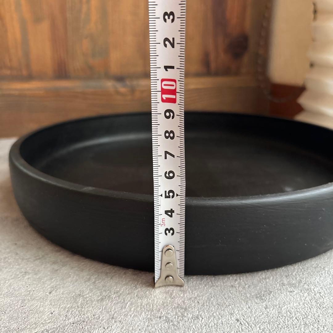 アンティーク 丸盆 くり抜き盆 木製 ビンテージ ブラック お盆 トレー