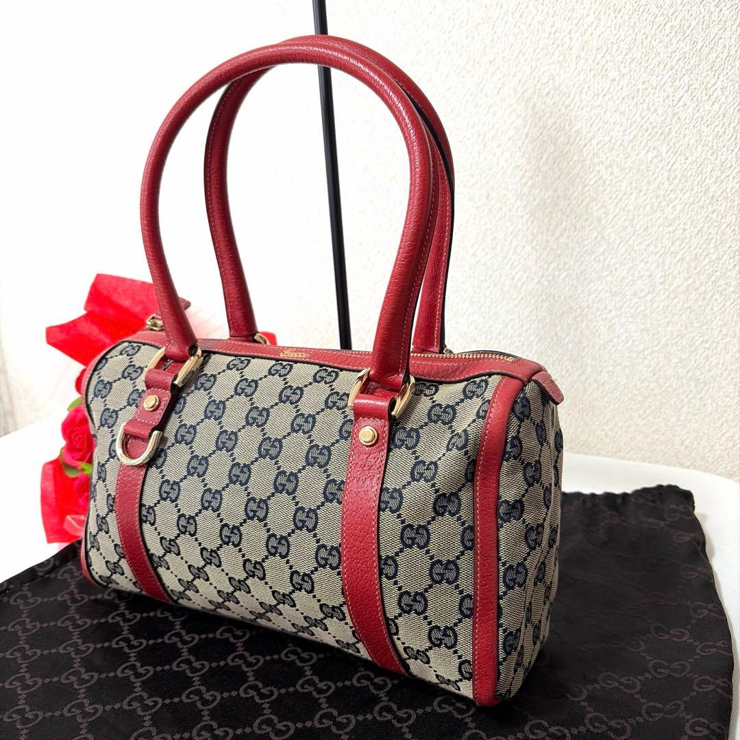 美品 GUCCI グッチ アビー ミニボストンバッグ キャンパス×レザー バッグ