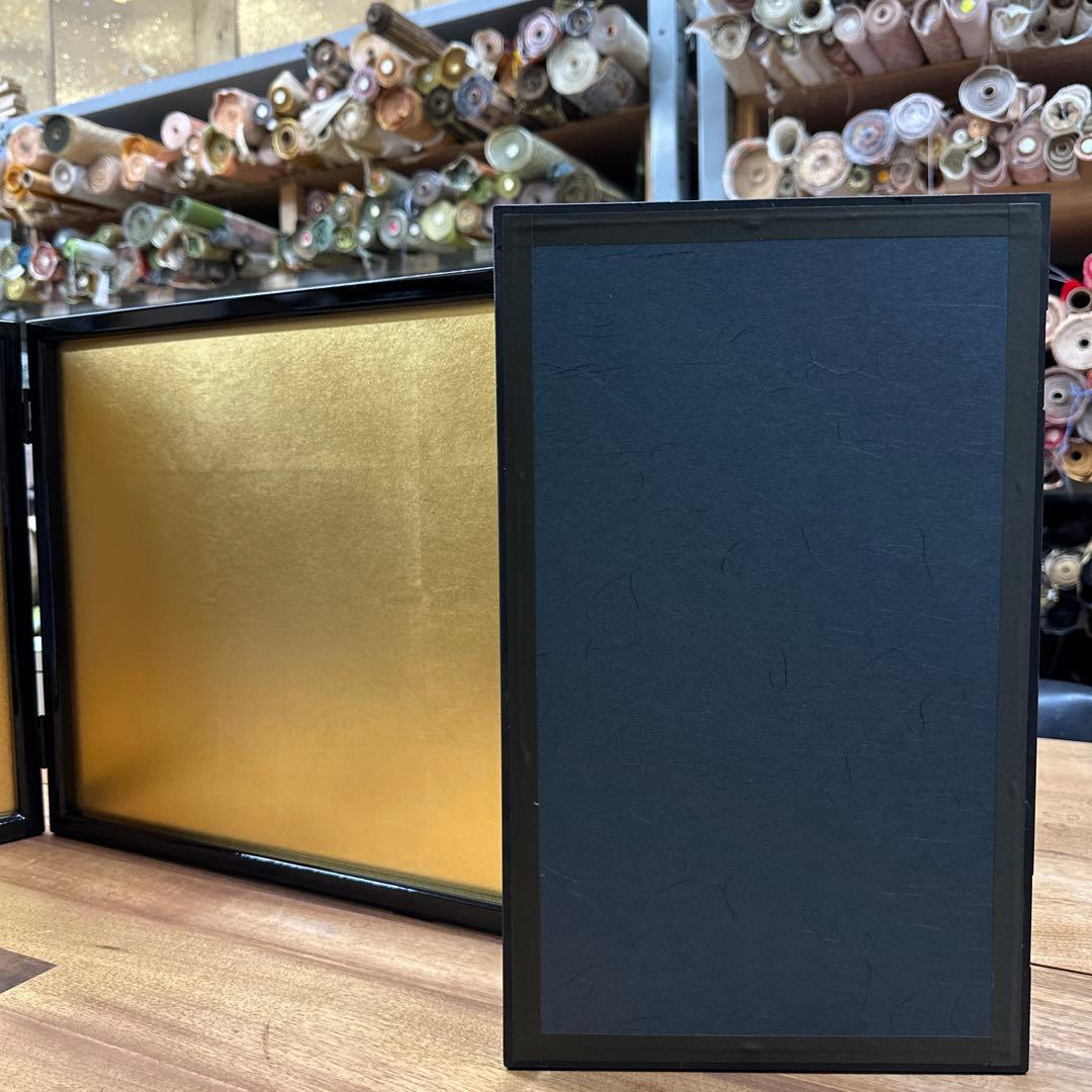 新品 本金箔三つ折り屏風 箱付