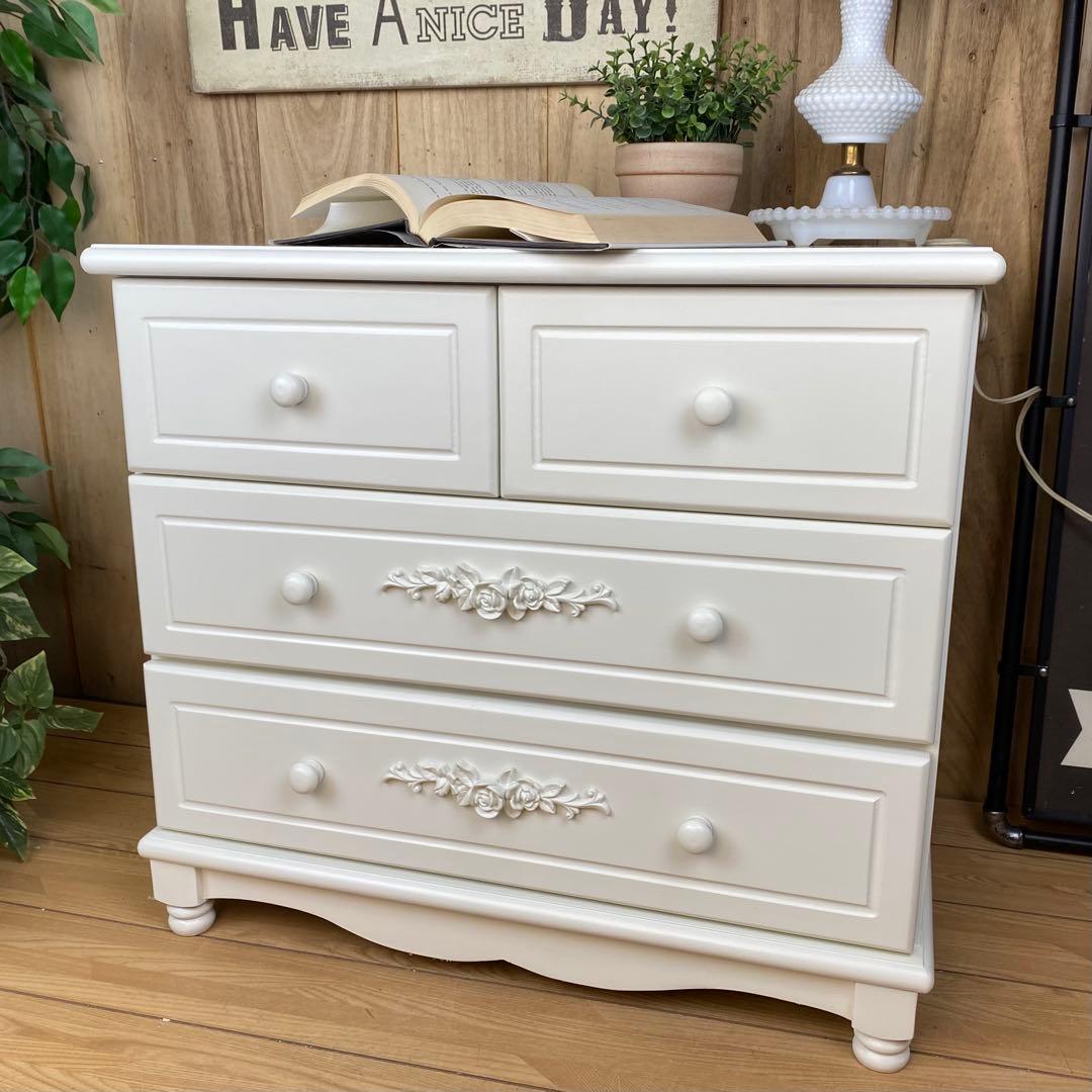 フレンチカントリー調北欧ホワイトチェスト二点セット洋タンス収納家具姫系姫かわ