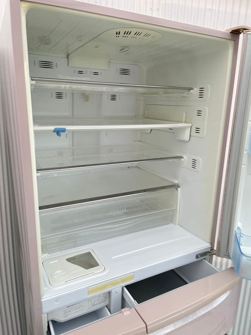 905 三菱 おしゃれレトロ5ドア冷蔵庫 455L 右開き シャンパンロゼ 国産