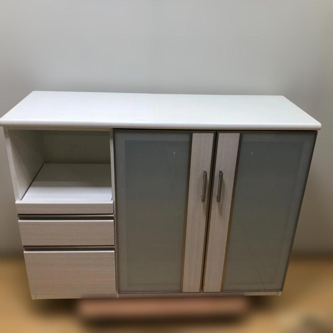 送料無料 ニトリ ポスティア 135 WH カウンター 食器棚 88252-2-