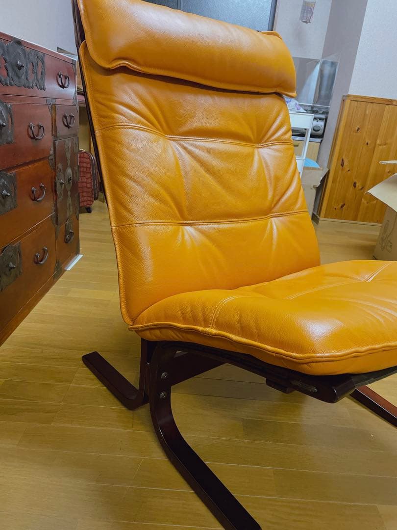 IDC 大塚家具 本革 ハイバックチェア レザー 曲木 イージーチェア 北欧